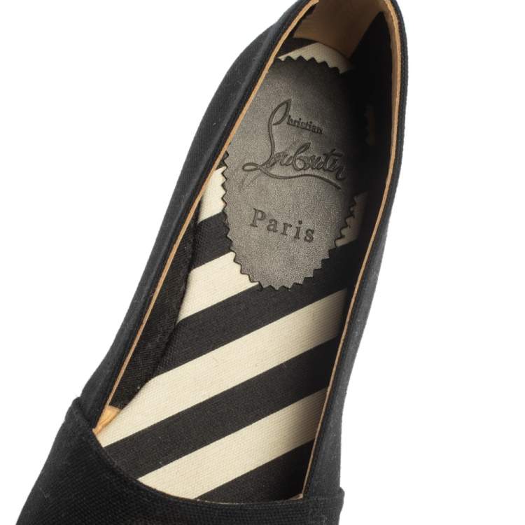 Pre Owned Christian Louboutin Black Canvas Gala  Loafers Size 38