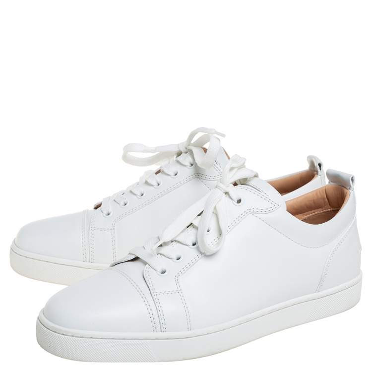 Pre Owned Christian Louboutin White Leather Low Top Sneakers Size 42.5