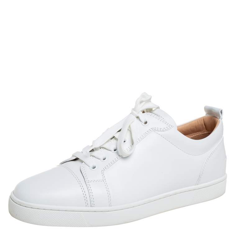 Pre Owned Christian Louboutin White Leather Low Top Sneakers Size 42.5