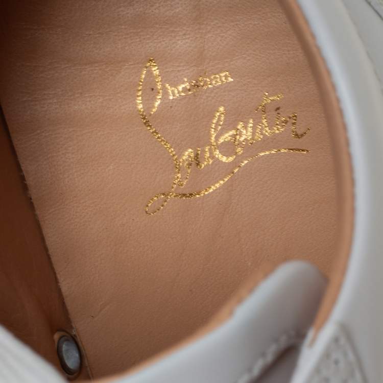 Pre Owned Christian Louboutin White Leather Low Top Sneakers Size 42.5