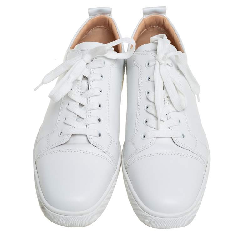 Pre Owned Christian Louboutin White Leather Low Top Sneakers Size 42.5