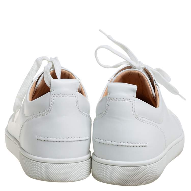 Pre Owned Christian Louboutin White Leather Low Top Sneakers Size 42.5