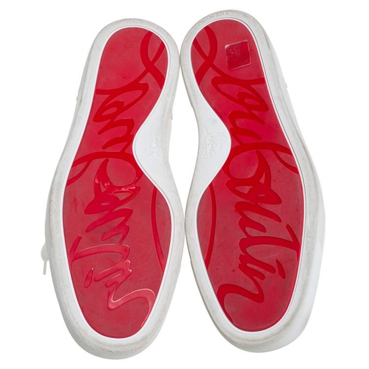 Pre Owned Christian Louboutin White Leather Low Top Sneakers Size 42.5
