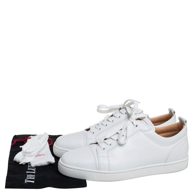 Pre Owned Christian Louboutin White Leather Low Top Sneakers Size 42.5