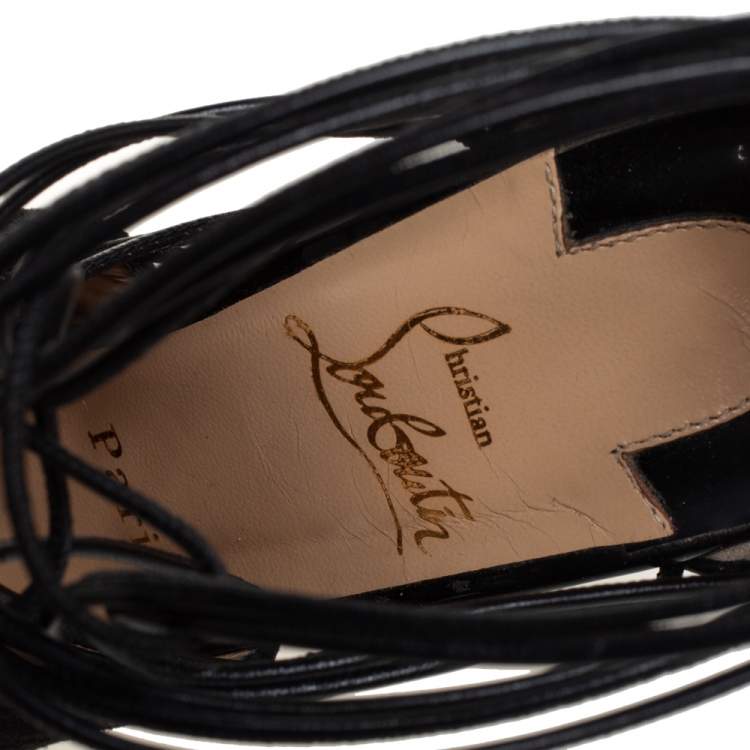 Pre Owned Christian Louboutin Black Leather And Suede Booties Size 36.5 
