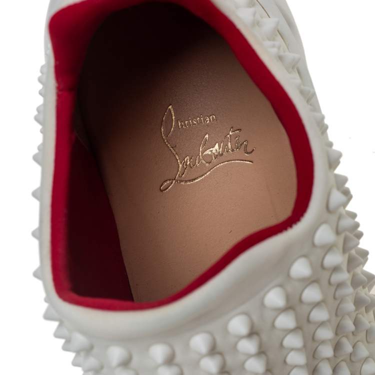 Pre Owned Christian Louboutin White Fabric Spike-Sock Sneakers Size 39