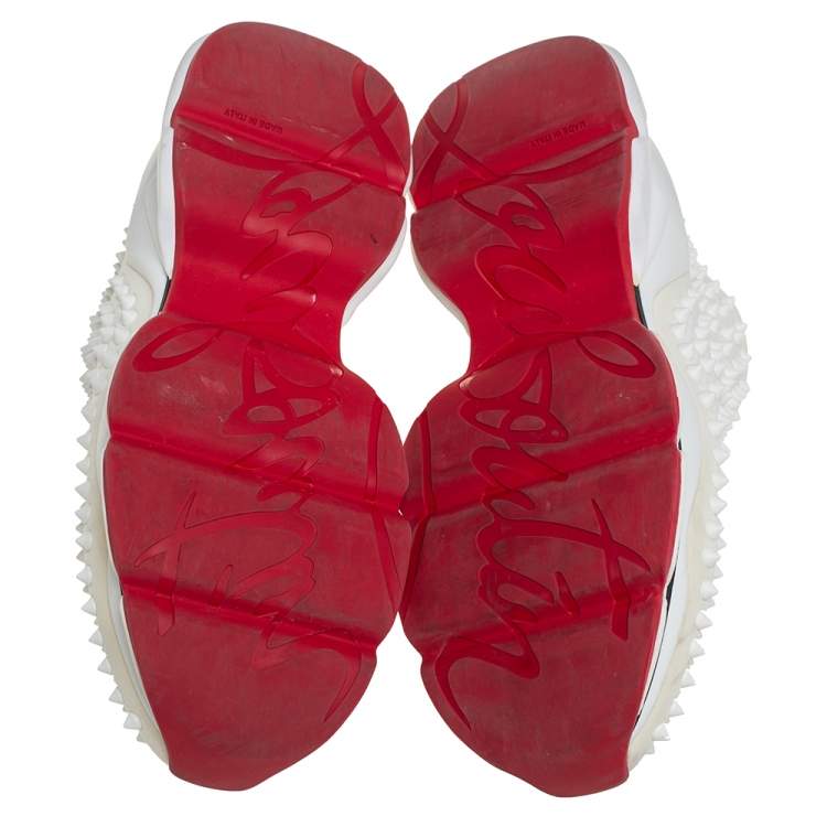 Pre Owned Christian Louboutin White Fabric Spike-Sock Sneakers Size 39