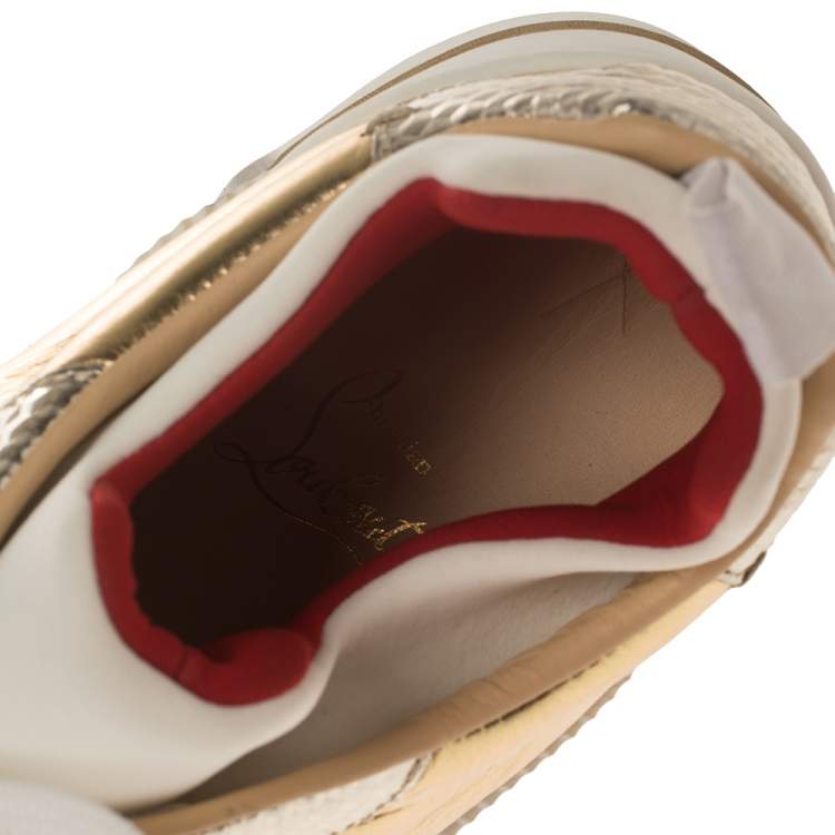 Pre Owned Christian Louboutin Gold Leather Aurelian Donna Sneakers Size 36