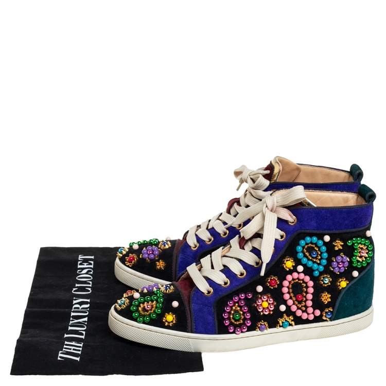 Pre Owned Christian Louboutin Black Suede Sneacandy High Top Sneakers Size 37