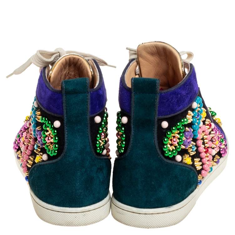 Pre Owned Christian Louboutin Black Suede Sneacandy High Top Sneakers Size 37