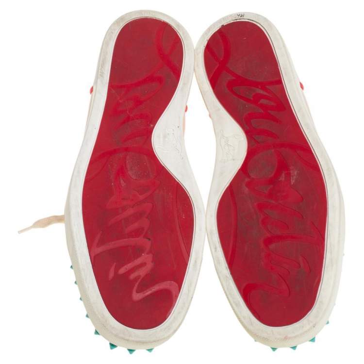 Pre Owned Christian Louboutin Multicolor Patent And Leather Louis Spikes High-Top Sneakers Size 38