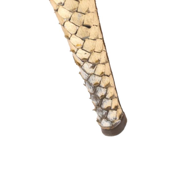 Pre Owned Christian Louboutin Metallic Gold Python Leather Lady Peep Toe Spike Platform Pumps Size 35