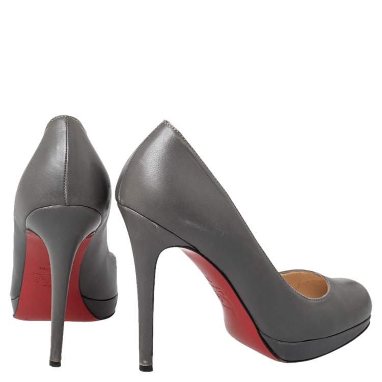 Pre Owned Christian Louboutin Grey Leather New Simple Pumps Size 39
