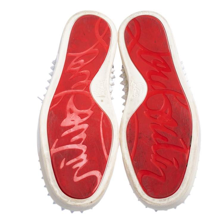 Pre Owned Christian Louboutin Multicolor Leather And Patent  Louis Spikes Lace Up High Top Sneakers Size 39