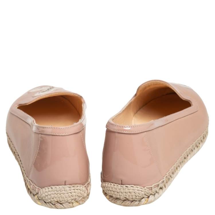 Pre Owned Christian Louboutin  Beige Leather Espadrille Flats Size 38