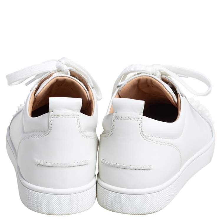 Pre Owned Christian Louboutin White Leather Louis Junior Studded Sneakers Size 39.5