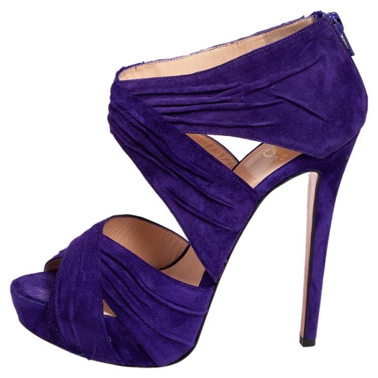 der ovre nylon Fremkald Christian Louboutin Purple Suede Bandra Platform Sandals Size 38.5 Christian  Louboutin | TLC