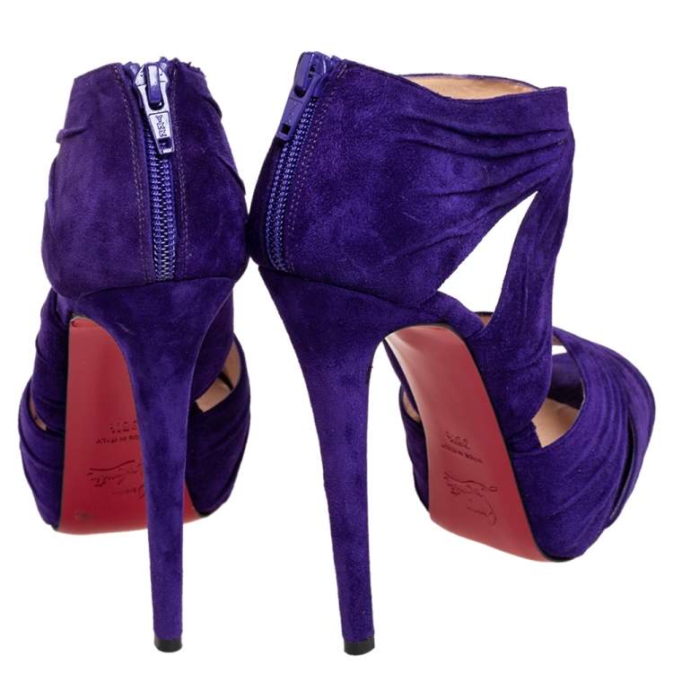 Kro Bortset trussel Christian Louboutin Purple Suede Bandra Platform Sandals Size 38.5  Christian Louboutin | TLC