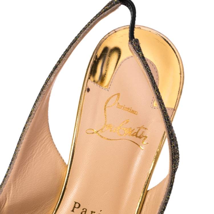 Pre Owned Christian Louboutin Multicolor Fabric No Prive Slingback Pumps Size 37.5