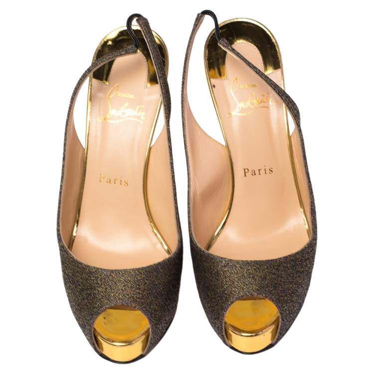 Pre Owned Christian Louboutin Multicolor Fabric No Prive Slingback Pumps Size 37.5