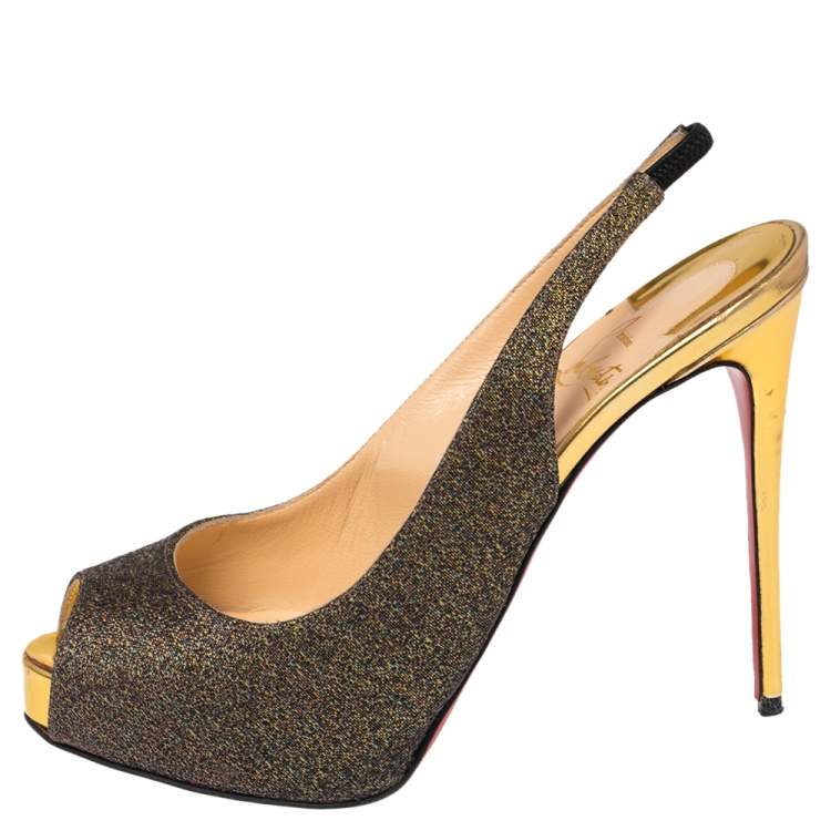 Pre Owned Christian Louboutin Multicolor Fabric No Prive Slingback Pumps Size 37.5