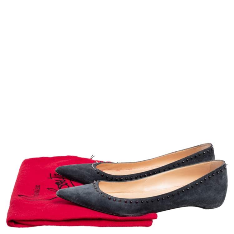 مملوكة مسبقًا Christian Louboutin Grey Suede Anjalina Ballet Flats Size 40.5