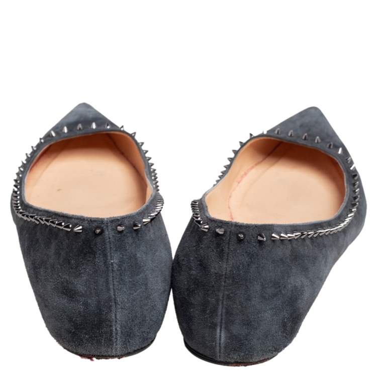 مملوكة مسبقًا Christian Louboutin Grey Suede Anjalina Ballet Flats Size 40.5
