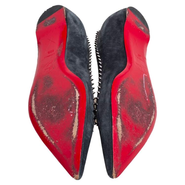 مملوكة مسبقًا Christian Louboutin Grey Suede Anjalina Ballet Flats Size 40.5