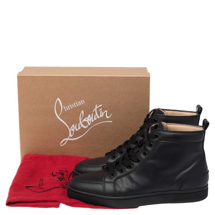 Pre Owned Christian Louboutin Black Leather Louis High Top Sneakers Size 40