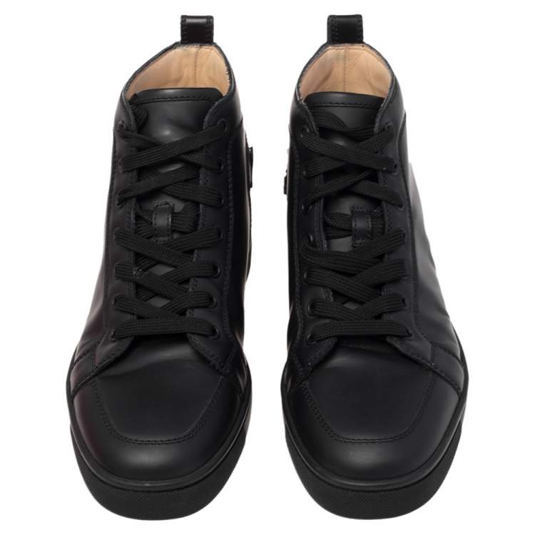 Pre Owned Christian Louboutin Black Leather Louis High Top Sneakers Size 40