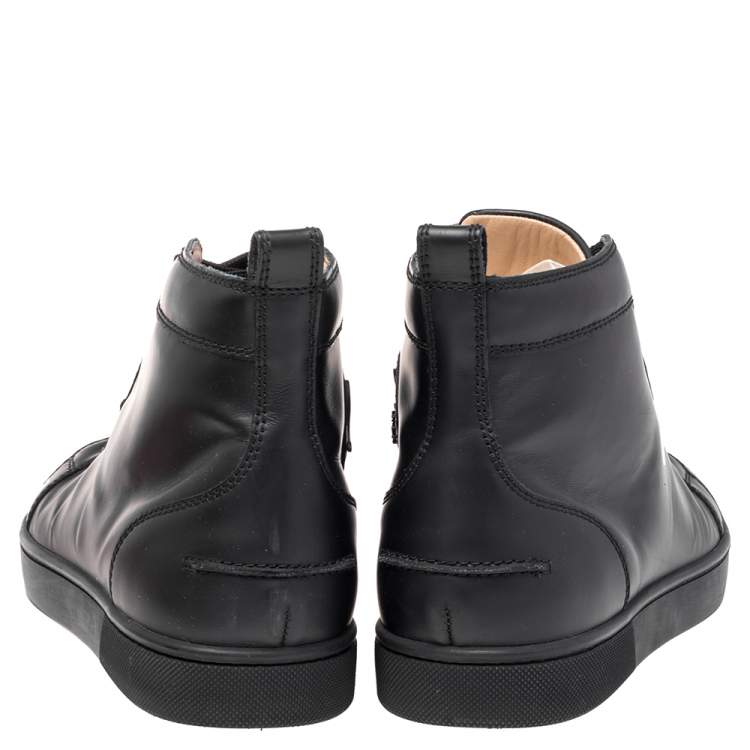 Pre Owned Christian Louboutin Black Leather Louis High Top Sneakers Size 40