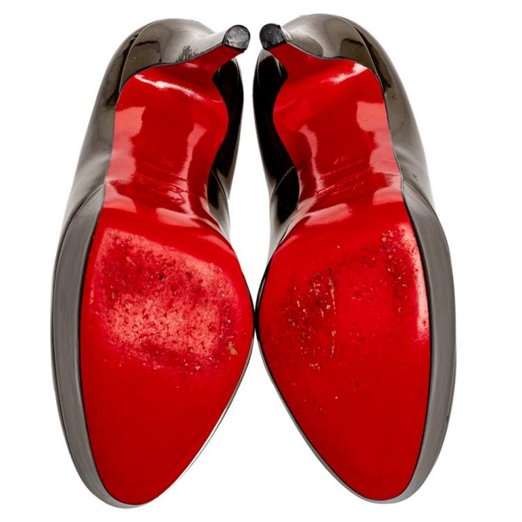 Pre Owned Christian Louboutin Green Patent Leather Bianca Pump Size 37