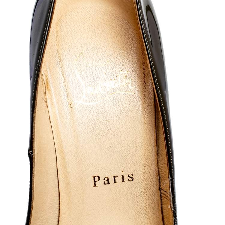 Pre Owned Christian Louboutin Green Patent Leather Bianca Pump Size 37