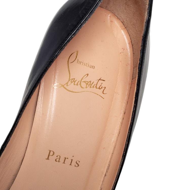 Pre Owned Christian Louboutin Black Leather Very Prive Peep Toe Pumps Size 38.5