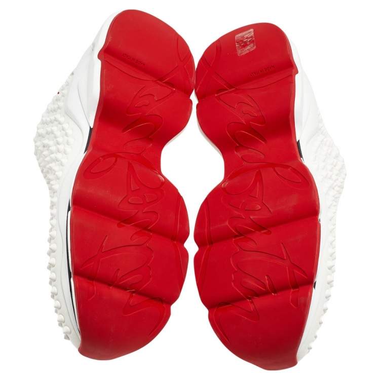 Pre Owned Christian Louboutin White Neoprene Spikes Socks Flat 30 Sneakers Size 39