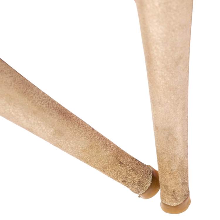 مملوكة مسبقًا Christian Louboutin Beige Lurex Fabric And Suede  Peep Toe Booties Size 40.5