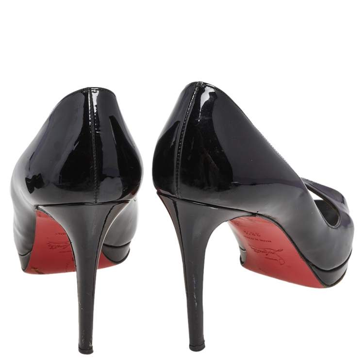 Pre Owned Christian Louboutin  Black Patent Leather New Prive  Pumps Size 38.5