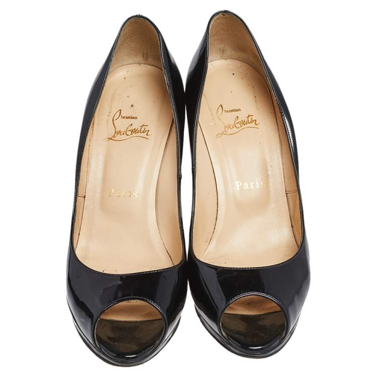 Pre Owned Christian Louboutin  Black Patent Leather New Prive  Pumps Size 38.5