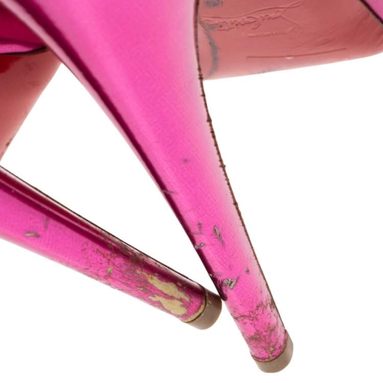 Pre Owned Christian Louboutin Pink Zebra Print Suede And Patent Leather Limited Edition Asteroid Spike Pumps Size 36