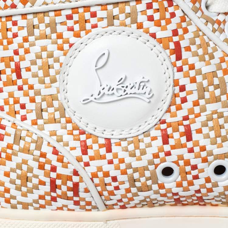 Pre Owned Christian Louboutin Multicolor Woven Leather Rantus Orlato High Top Sneakers Size 38