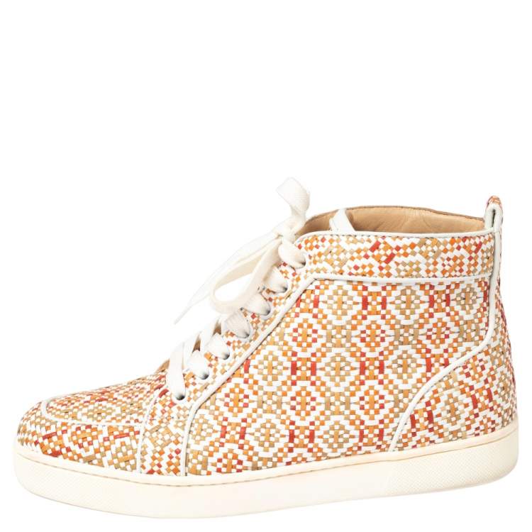 Pre Owned Christian Louboutin Multicolor Woven Leather Rantus Orlato High Top Sneakers Size 38