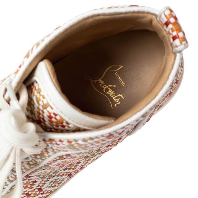 Pre Owned Christian Louboutin Multicolor Woven Leather Rantus Orlato High Top Sneakers Size 38