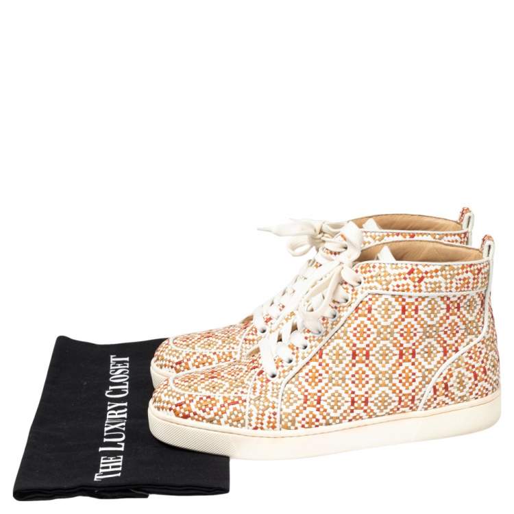 Pre Owned Christian Louboutin Multicolor Woven Leather Rantus Orlato High Top Sneakers Size 38