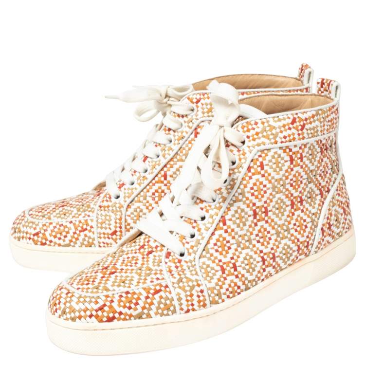 Pre Owned Christian Louboutin Multicolor Woven Leather Rantus Orlato High Top Sneakers Size 38