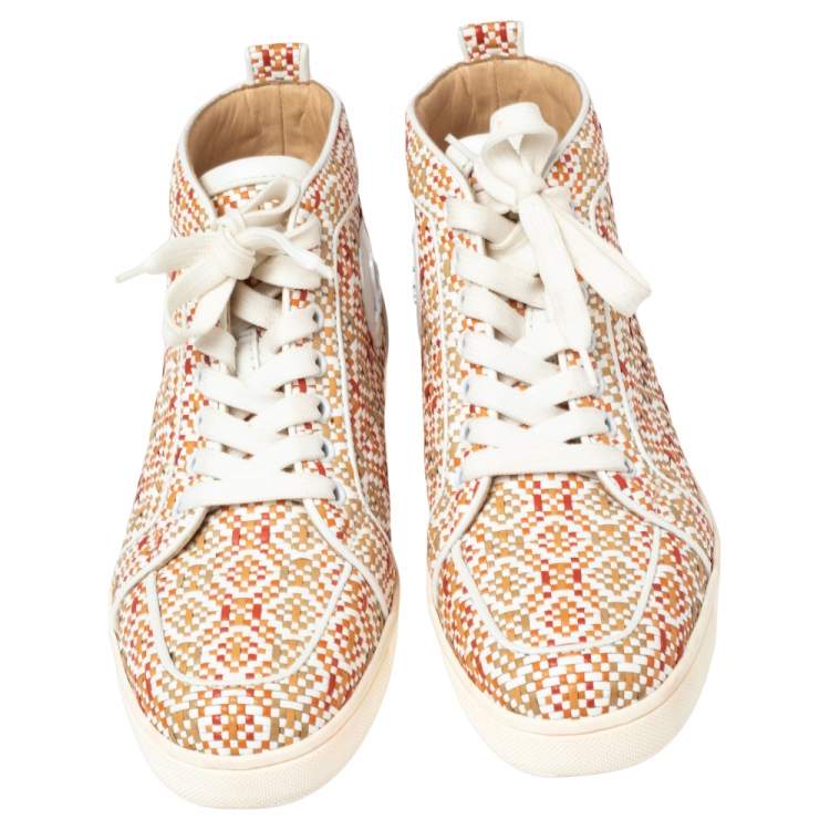 Pre Owned Christian Louboutin Multicolor Woven Leather Rantus Orlato High Top Sneakers Size 38