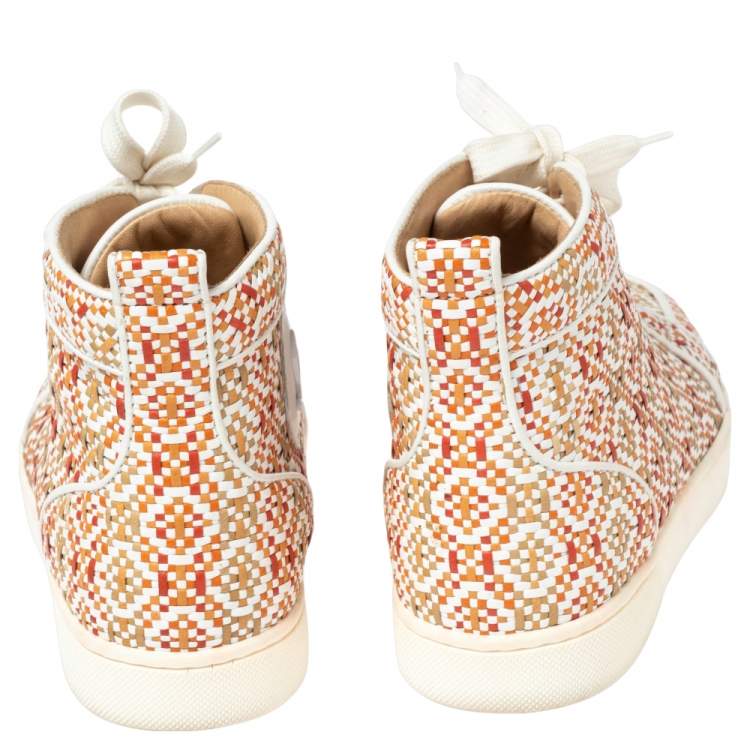 Pre Owned Christian Louboutin Multicolor Woven Leather Rantus Orlato High Top Sneakers Size 38