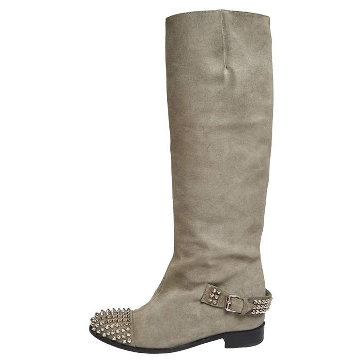 louboutin grey suede boots