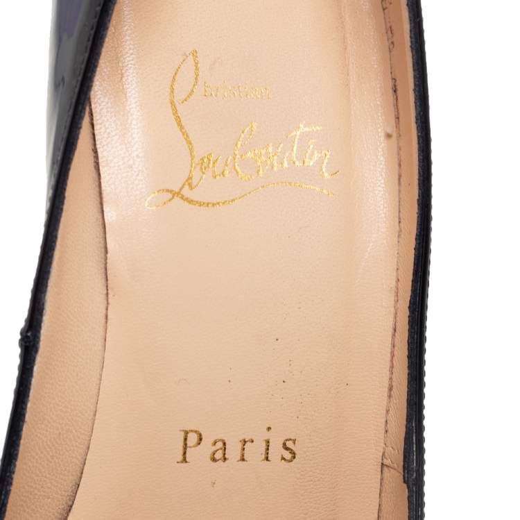 Pre Owned Christian Louboutin Black Patent Leather Very Prive  Pumps Size 35.5