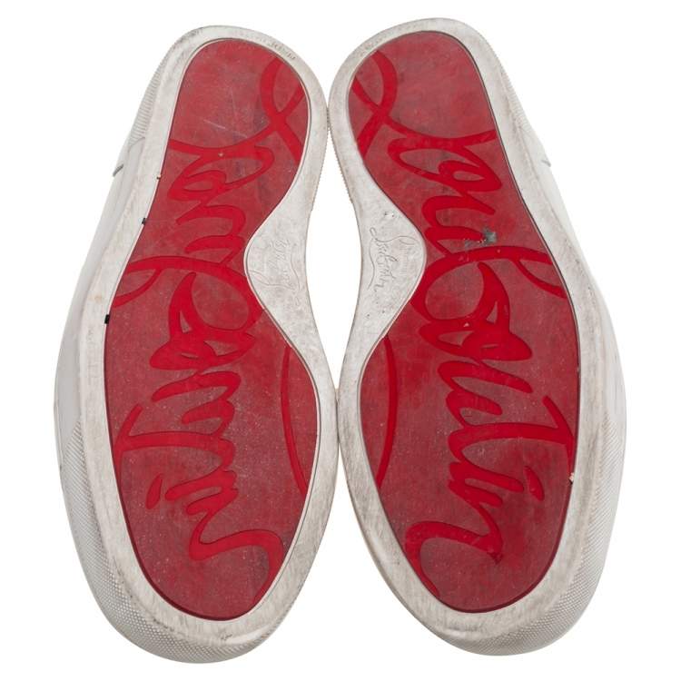 Pre Owned Christian Louboutin Gold/White Leather Louis Junior Low Top Sneakers Size 40