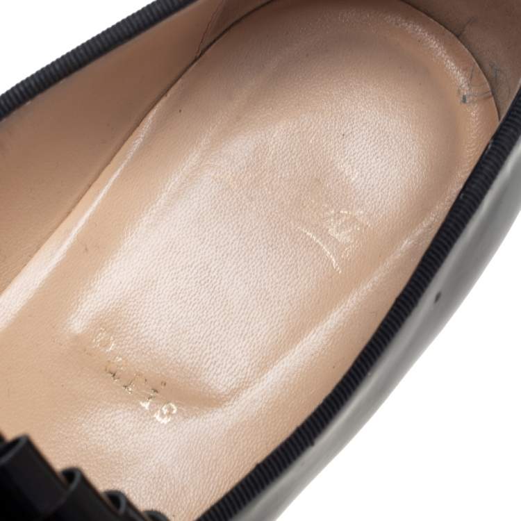 Pre Owned Christian Louboutin Black Patent Leather Octavian Bolla Fringe Loafers Size 39